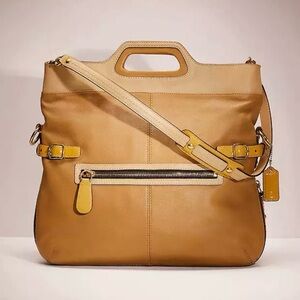 Coach Tan and Yellow Leather Messenger Bag